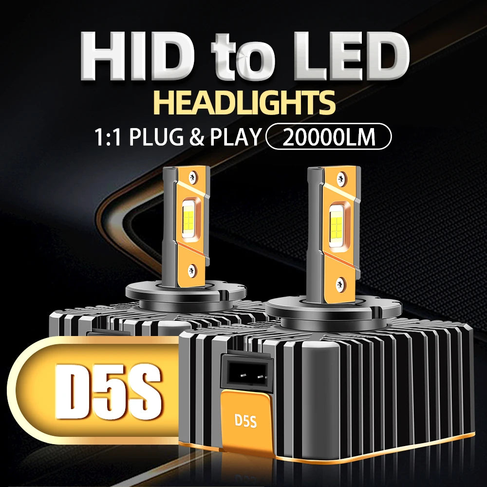 2x D5S LED Headlight Bulbs HID Xenon to Auto Led Brightness 
