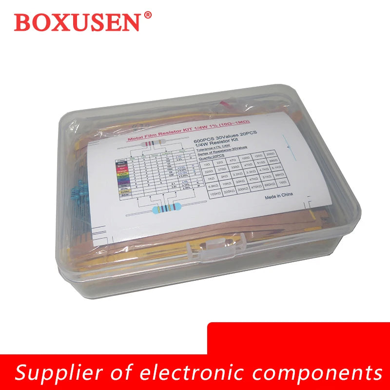600PCS 1/4W 30 Values each 20 pcs Metal Film Resistor Kit bo