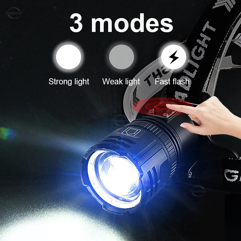 2024 XHP360 Super Powerful LED Headlamp 36 Core 18650 USB Re