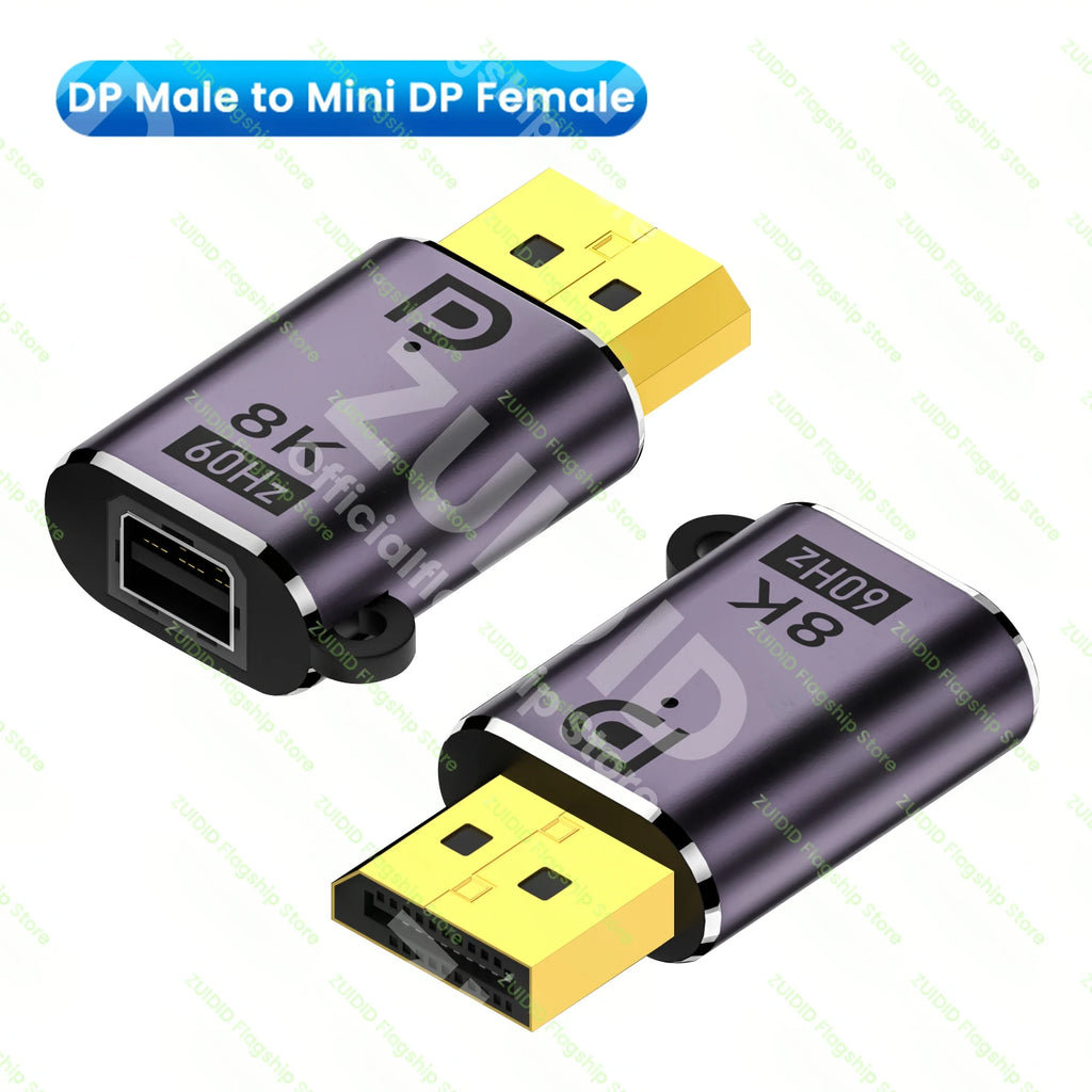 Mini DP to Displayport 1.4 Adapter Converter 8K 60Hz Bi-Directional DP to Mini DP Male to Female Cable Extender for MacBook Pro
