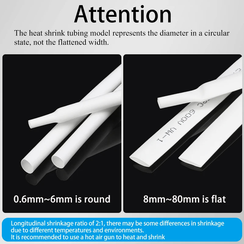 3/5M White 2 1 Shrink Ratio Heat Shrink Tube Diameter 0.6mm 