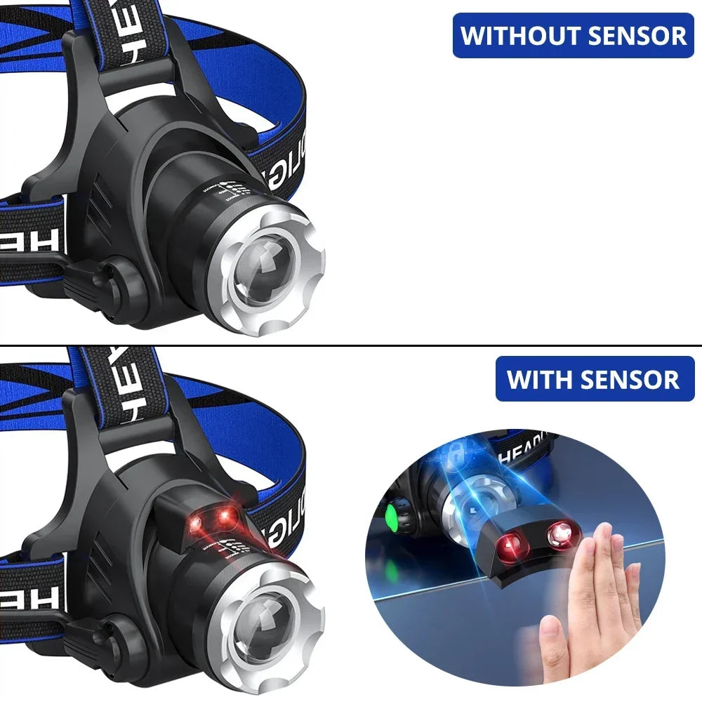 High Power LED Headlamp Fishing Headlight 3 Modes Zoomable W