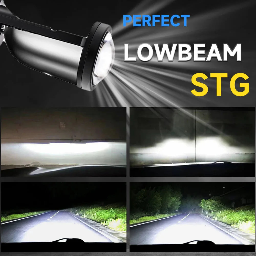 H4 LED Projector Motorcycle Headlight Bulbs Bi LED Lens Proj