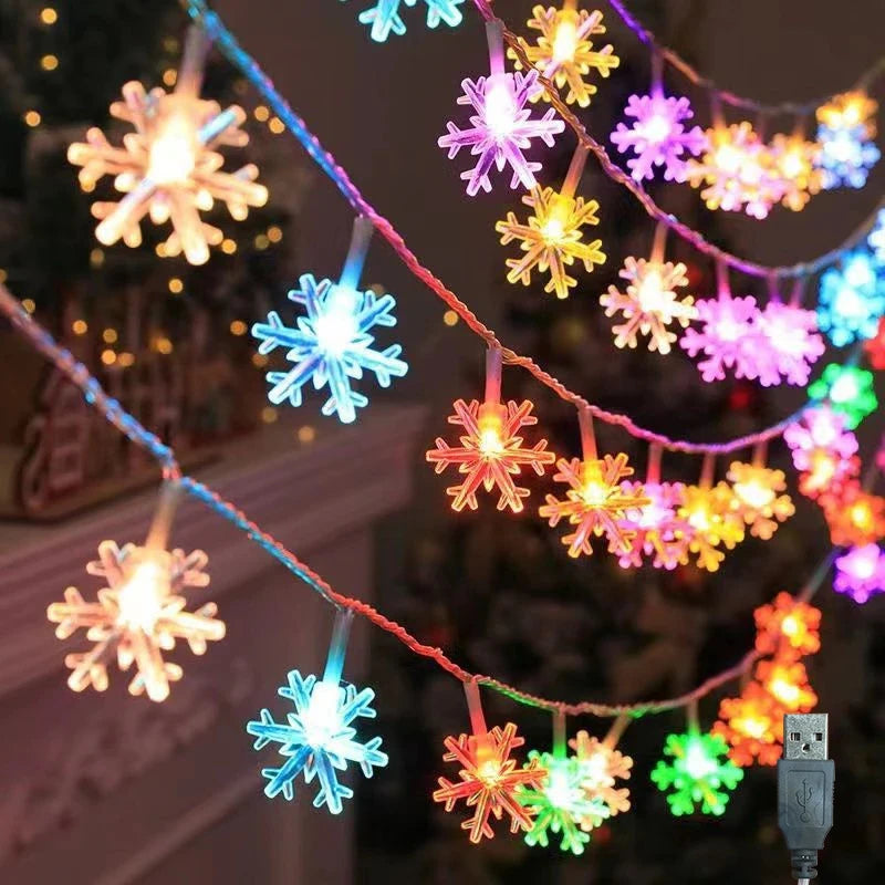 Snowflake Lights String LED Festoon Light USB Plug Christmas Tree Light Aesthetic Room Decoration Wedding Party New Year s Decor