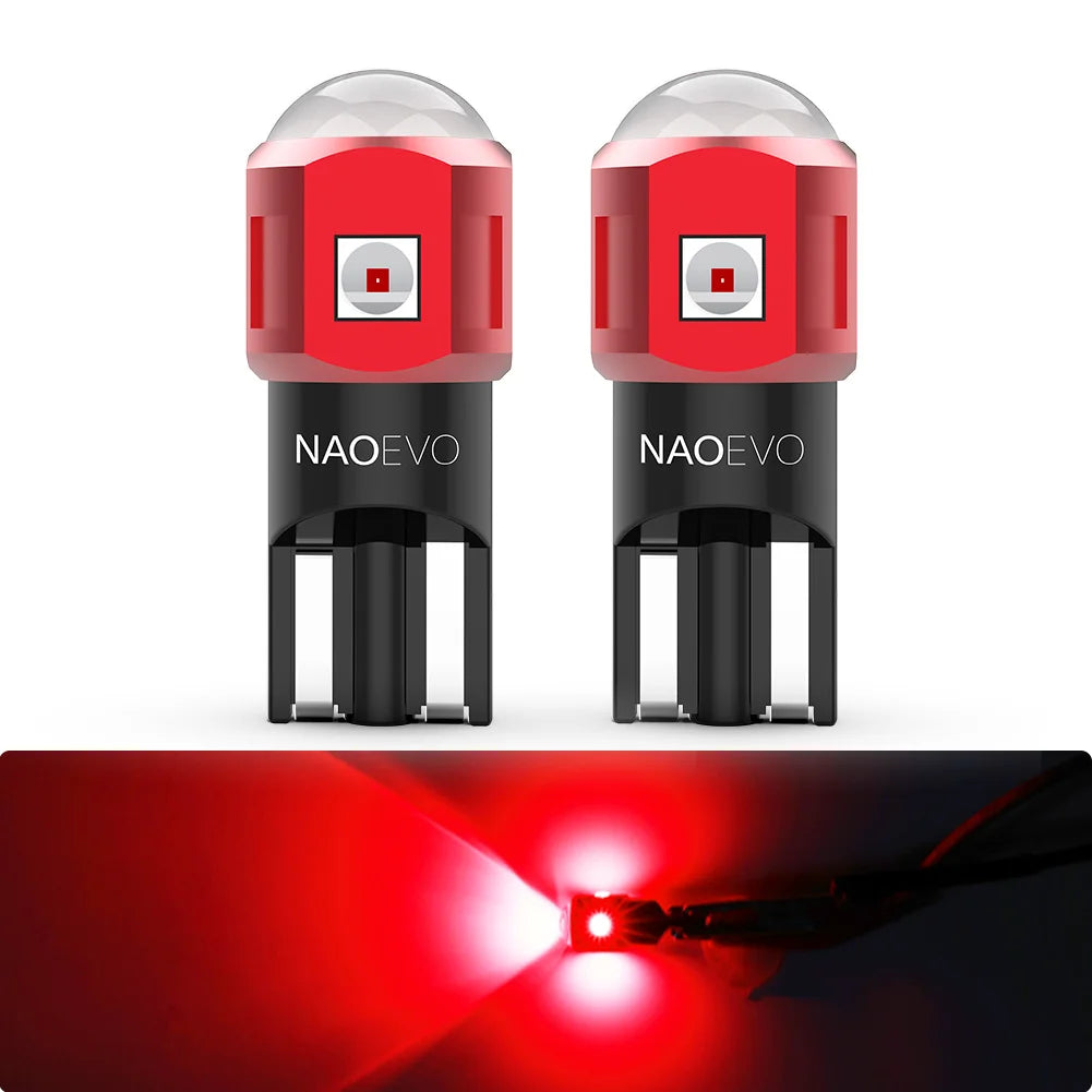 NAO 2x W5W T10 LED Ultra Bright 5W5 12V 24V 4W 600Lm Car Interior Side Light Auto Bulb Warm White Amber Red Powerful Marker Lamp