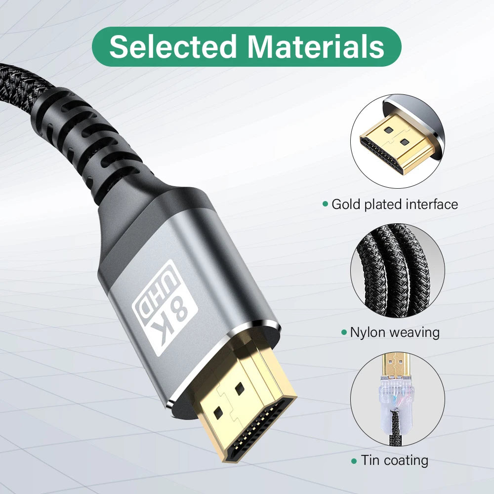 8K HDMI Cable High Speed 48Gbps HDMI 2.1 Ultra HD High Defin