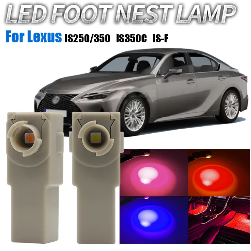 2Pcs Car Interior LED Signal Light Foot Ambient Indoor Footw