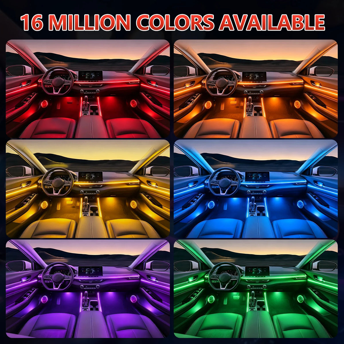 RGB Car Interior Ambient Light Kit APP & Remote Control Flex