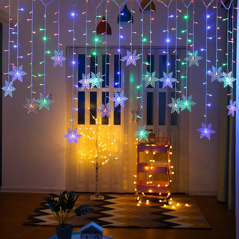 3.2M Christmas Snowflakes LED String Lights Flashing Fairy C