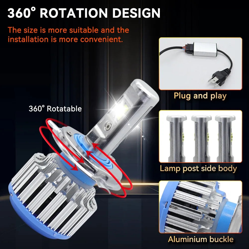T1 LED Car Headlights H4 H7 H11 9005 9006 H8 Ultra Bright Re