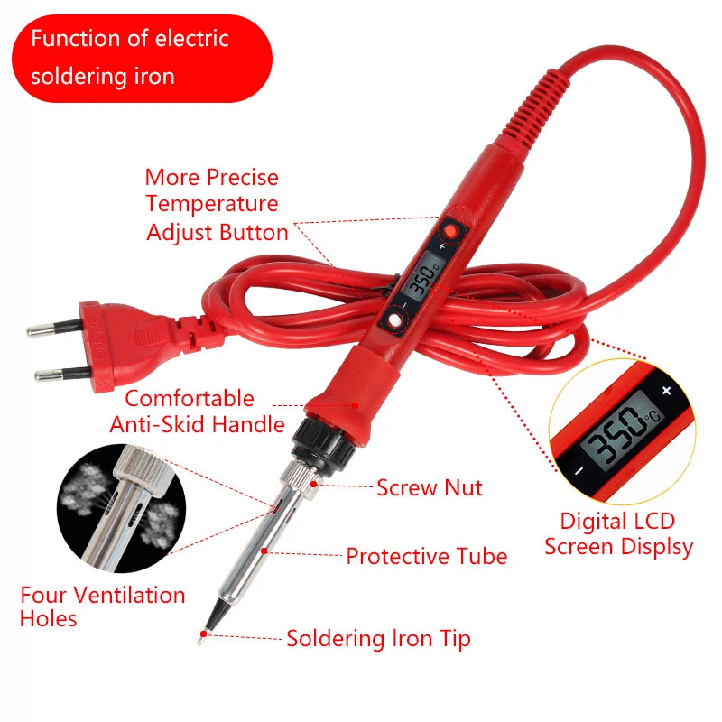 Temperature Electric Soldering Iron Kit 110V 220V 80W LCD So