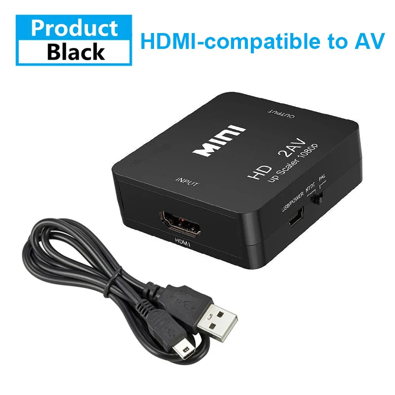 HDMI-compatible to RCA Converter AV/CVBS L/R Audio Video Set Top Box Up Scaler 1080P MINI Box HD2AV For PC HDTV Projector