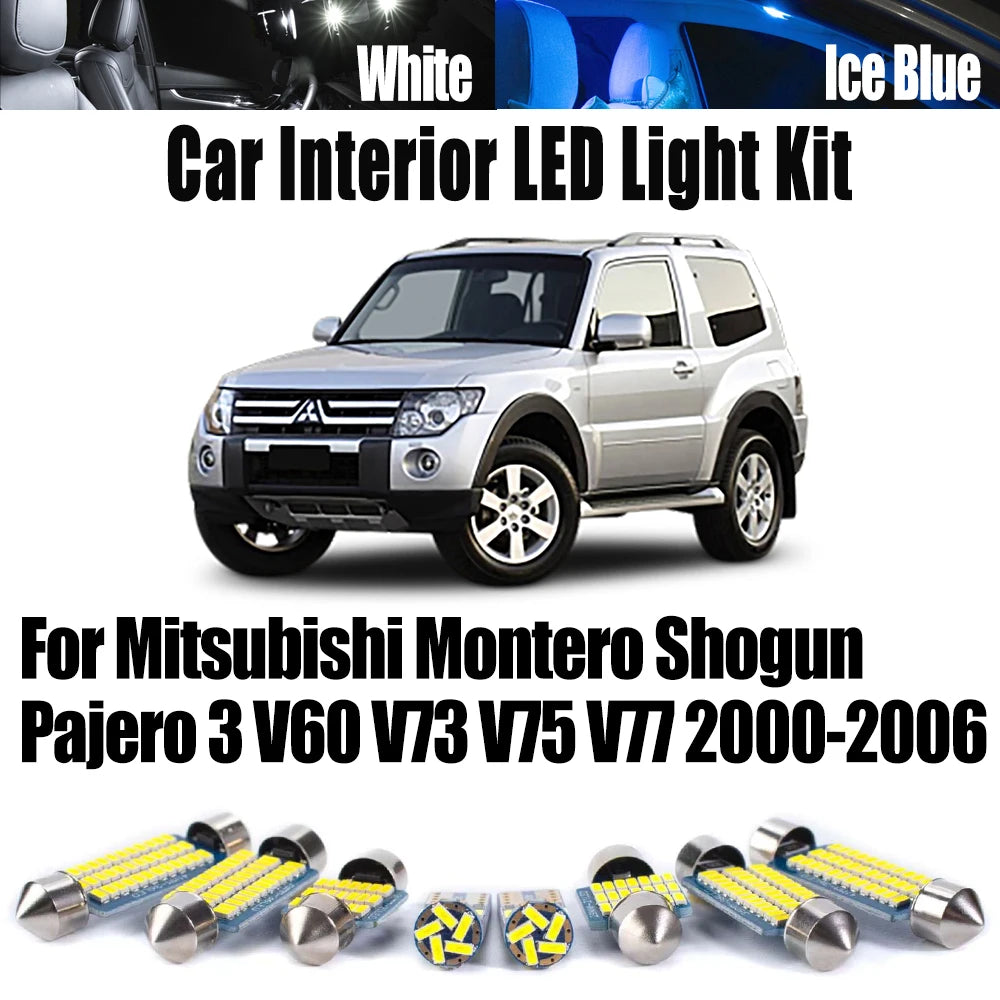 8-Piece LED Interior Light Kit for Mitsubishi V73 V60 V75 2000-2003 - Canbus Error-Free Interior Bulbs