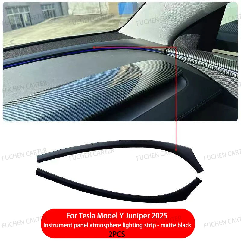 For Tesla New Model Y Juniper 2025 Instrument ambient light decorative strip ABS Carbon Fiber Texture Car Interior Accessories