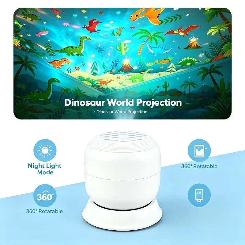 Mini 360 Rotating Night Light Projector USB Jurassic Dinosau
