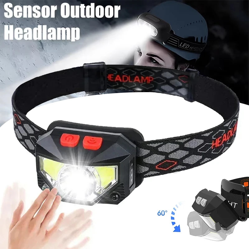 High Power COB LED Headlamp with Sensor Type-C Rechargeable 
