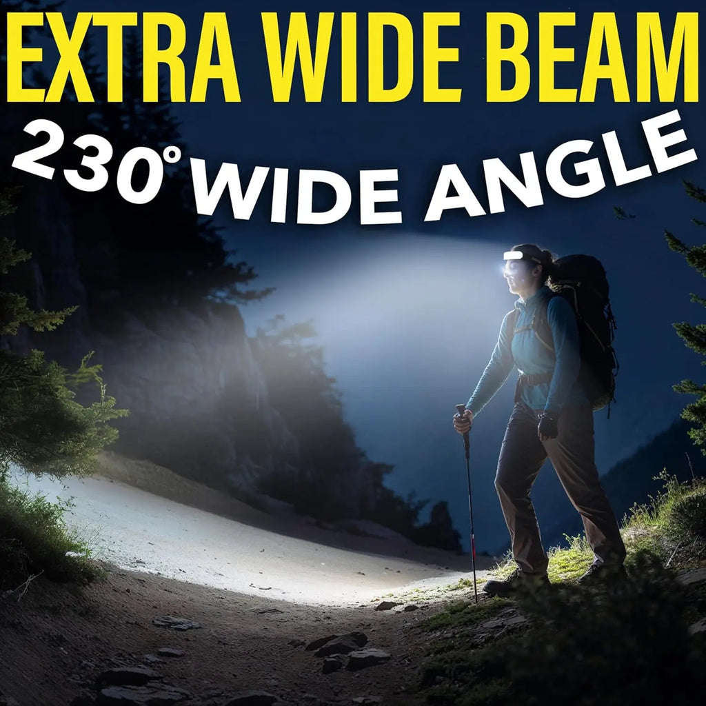 230 Wide COB LED Headlamp USB Rechargeable 5000/7500mAh Head