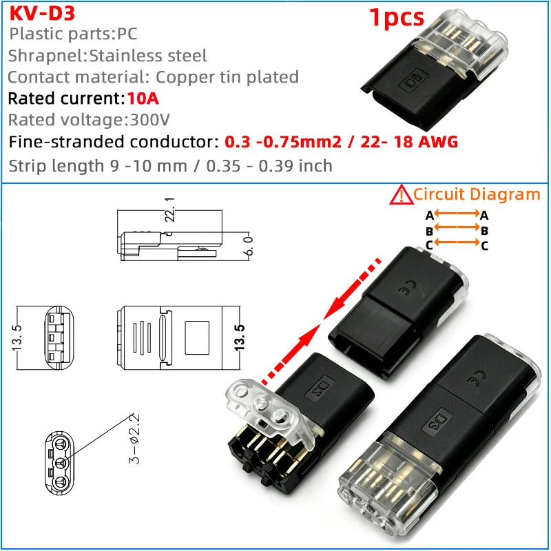 T-Type Quick Wire Connection LED Solder-Free Wire Connector Piercing Style Parallel Line Distributor No Wire Cutting Required