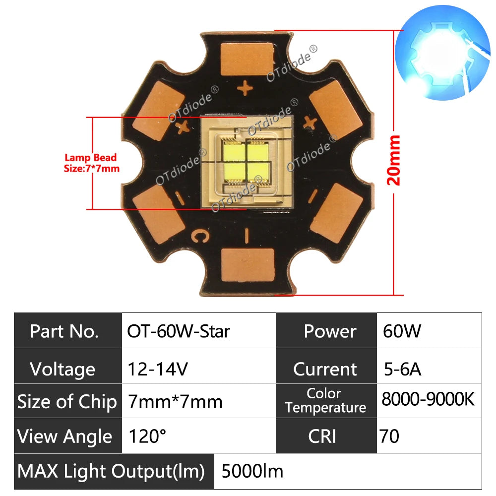 LED Module 20W 30W 40W 50W 60W High Power Stage Light 3V 5V 12V 14V Cold White High Luminous For Moving Head DJ Lamp Projector