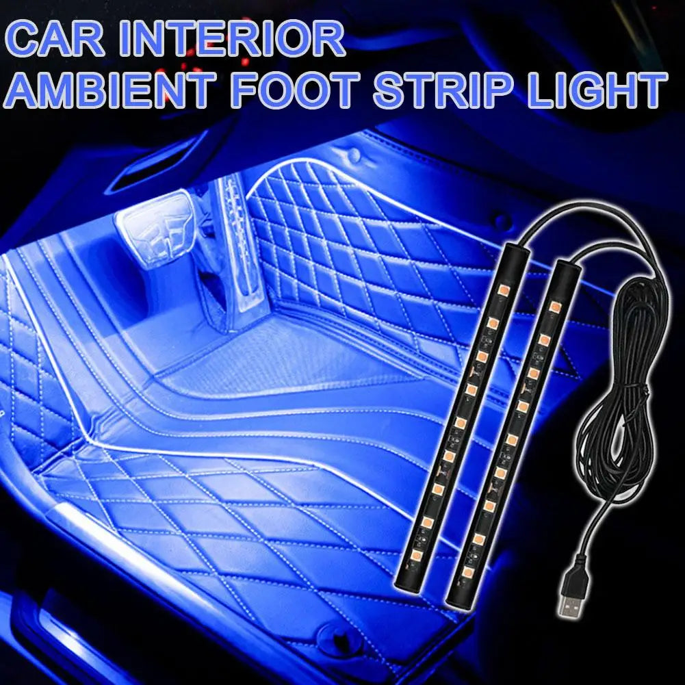 New LED Car Interior Ambient Foot Strip Light Kit Backlight 
