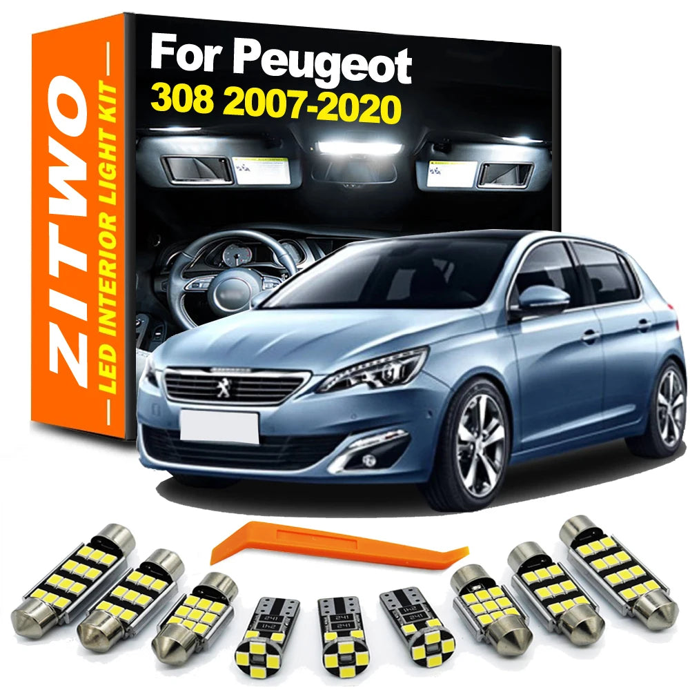 14Pcs Car Indoor Bulb For Peugeot 308 MK1 MK2 I II 1 2 2007-