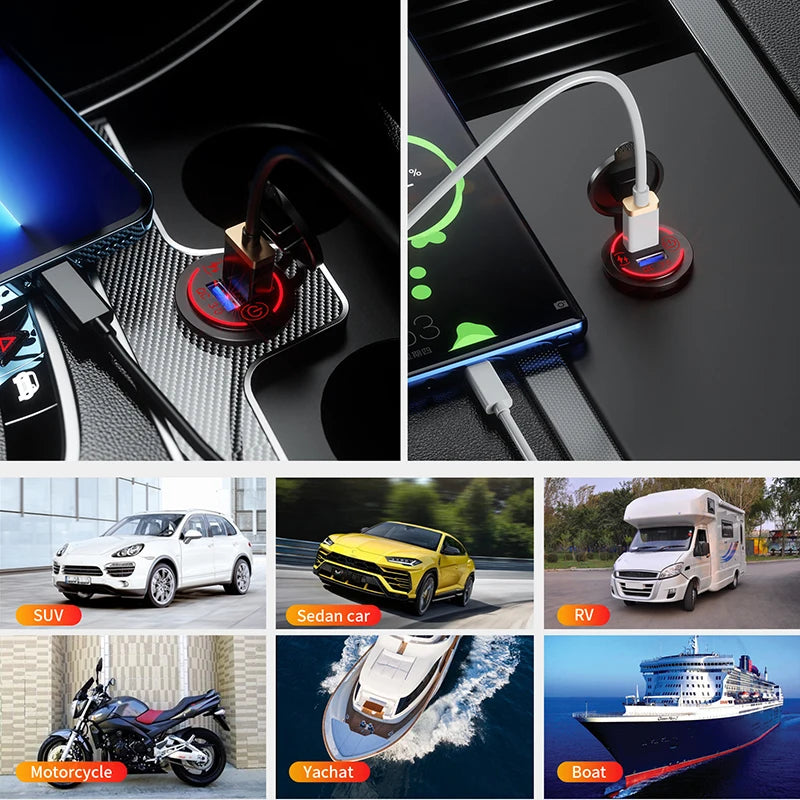 Quick Charge Dual USB Ports Car Charger Waterpoof Fast Charg