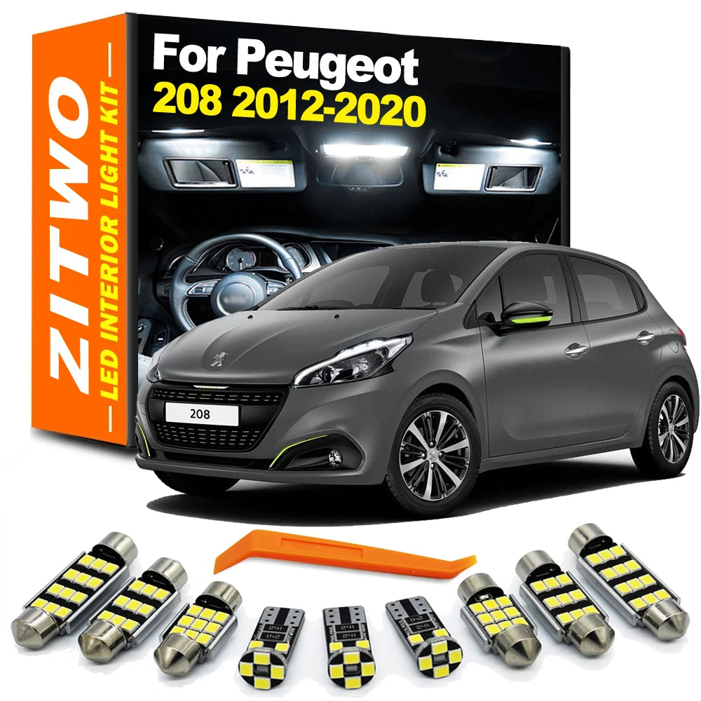 8Pcs Car Interior LED Light Bulb Kit For Peugeot 208 2012 20