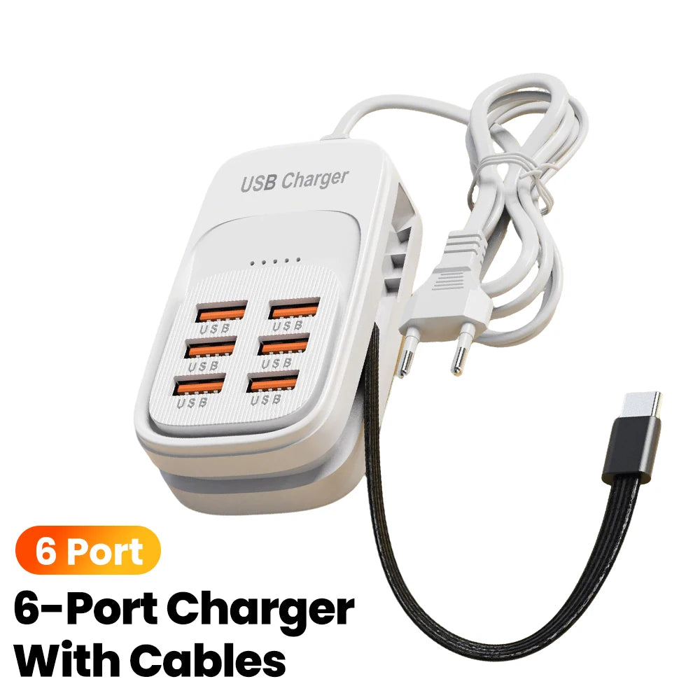 6 in 1 Multi Port USB Charging Station 3PD 3USB Desktop Powe