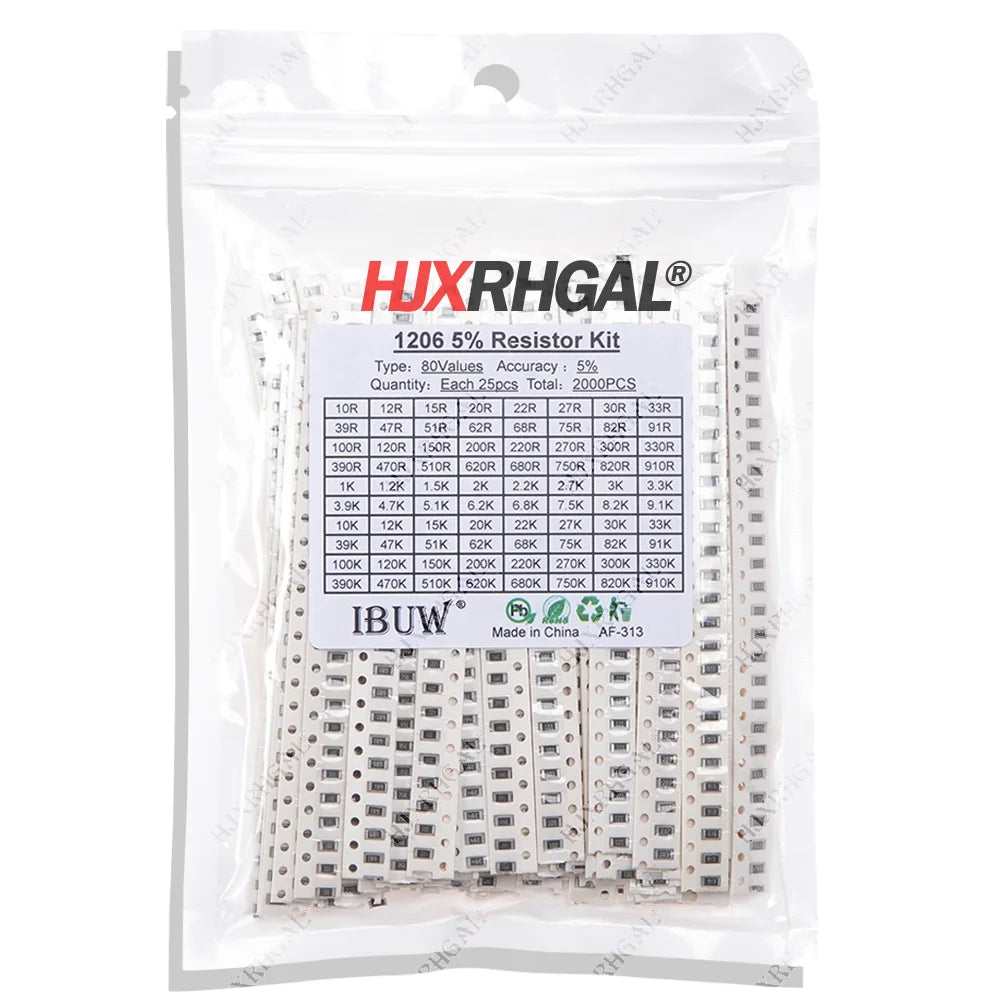 2000PCS 10 ohm-910K ohm 1206 SMD Resistor Kit Assorted set 5