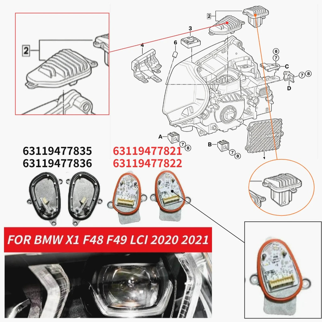 63119477821 63119477822 63119477835 63119477836 For BMW X1 F48 F49 LCI 2020 2021 Brand New LED Daytime