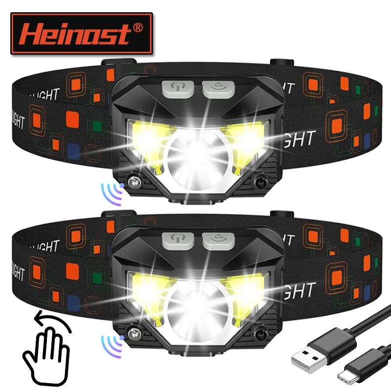 Powerful LED Sensor Headlamp USB Rechargeable Headlight Led 
