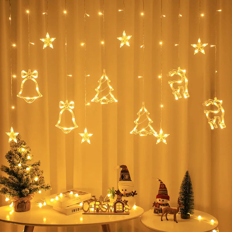 LED Christmas Garland String Lights Fairy Curtain Light For 