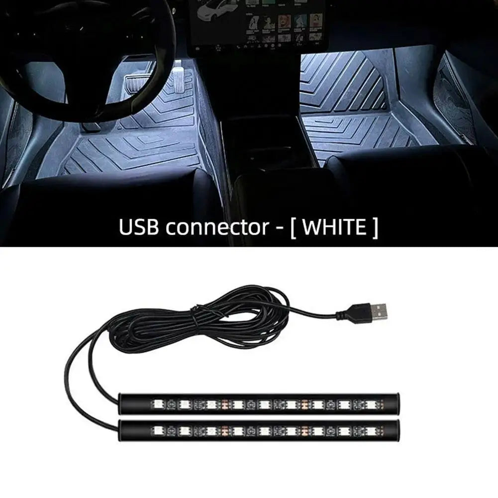 New LED Car Interior Ambient Foot Strip Light Kit Backlight 5V USB Auto Decorative Atmosphere Neon Lamp Vehicle Accessories