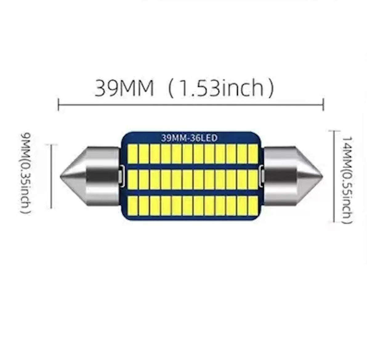 2PCS Car Interior Reading Light Festoon C5W LED White Light 31MM 36MM 39MM 41MM 4014 Chips LED Canbus C10W Car LED Dome Lamp 12V