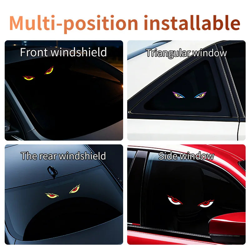 Solar LED Devil Eyes Windshield Warning Flashing Signal Indi