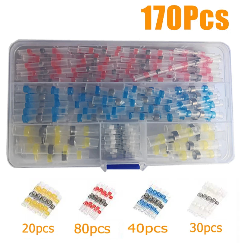 50/170/250Pcs Mix Solder Seal Wire Connectors -Heat Shrink Solder Connectors Waterproof Solder Butt Connector Kit