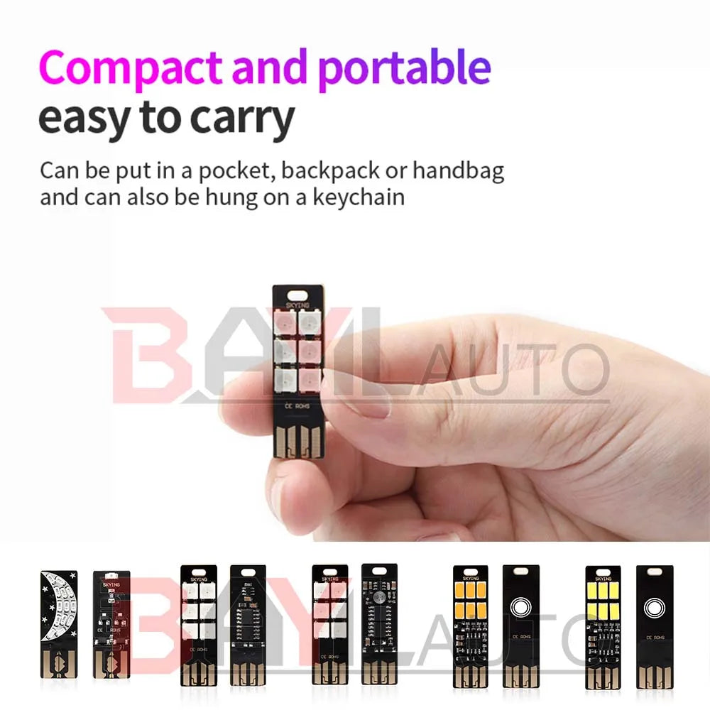 1/2/4Pcs Portable Mini Car Atmosphere Light 5730 USB 6 LED L