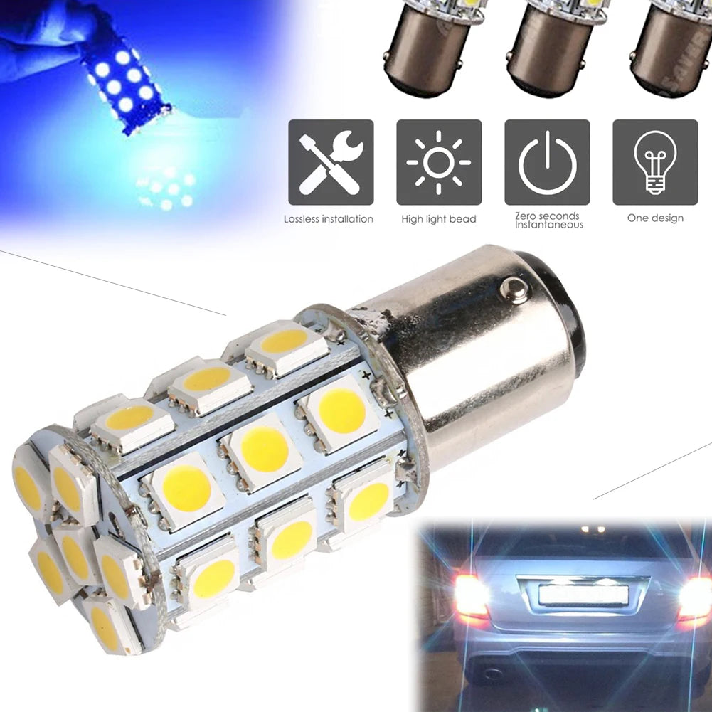 For Car Boats Replacement White 27-SMD BA15D Cabin Marine Boat LED Interior Lights Bulbs 1004 1076 1142 Universal