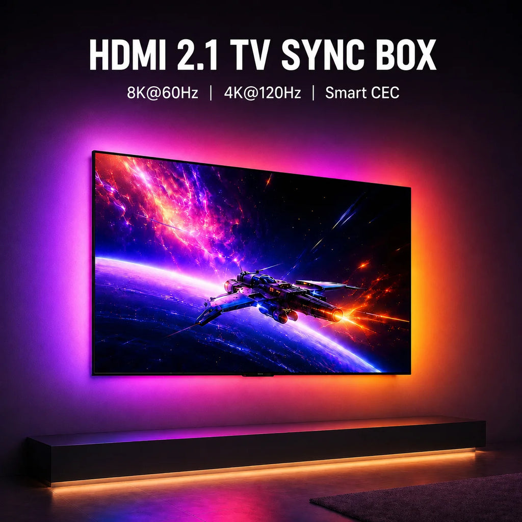 WACUAAO HDMI 2.1 TV Sync Box Backlight Kit for Immersive Hom