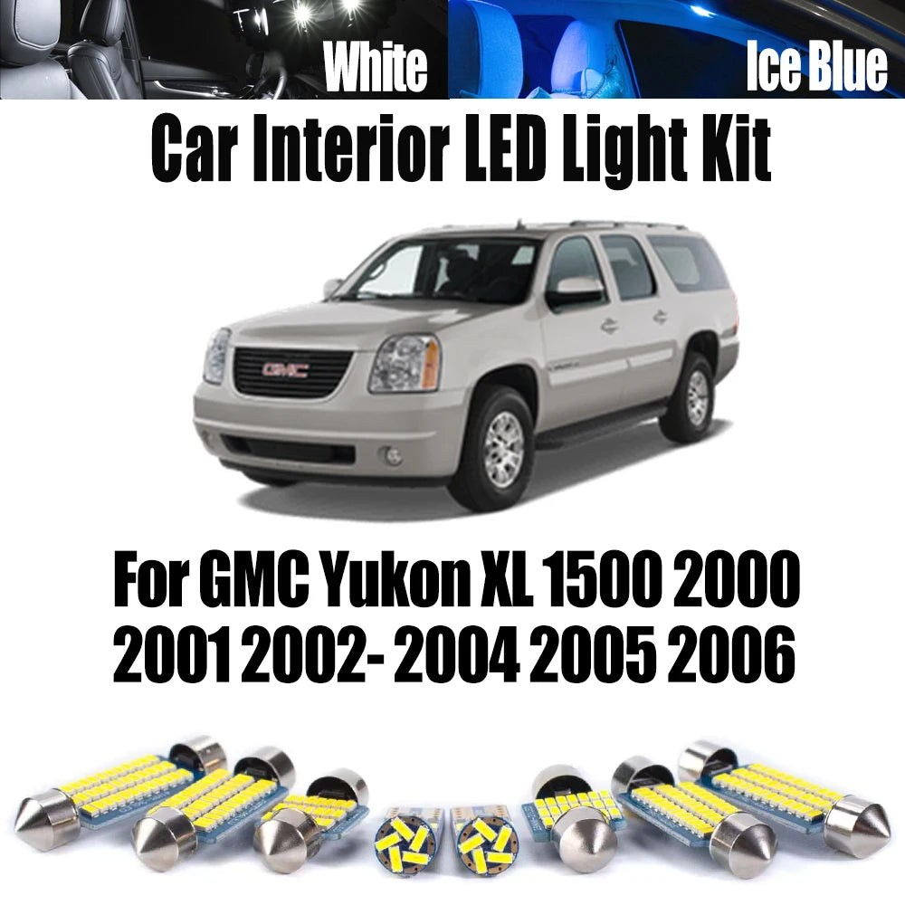 10-Piece LED Interior Light Kit for GMC 2001-2005 - Canbus Error-Free Interior Bulbs
