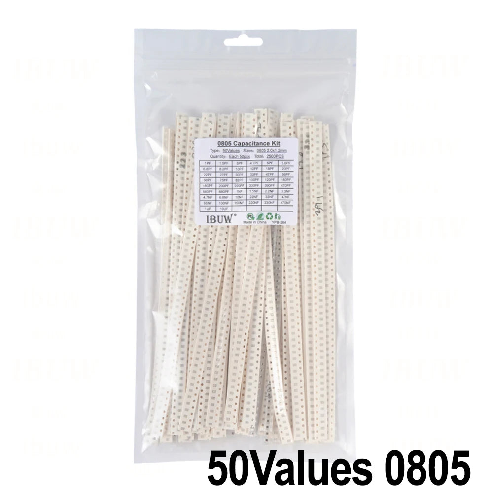 2500pcs 0402 0603 0805 SMD Ceramic Capacitor Assorted Kit 50