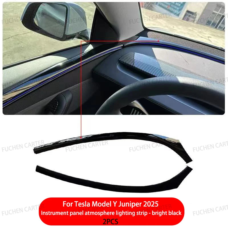 For Tesla New Model Y Juniper 2025 Instrument ambient light decorative strip ABS Carbon Fiber Texture Car Interior Accessories