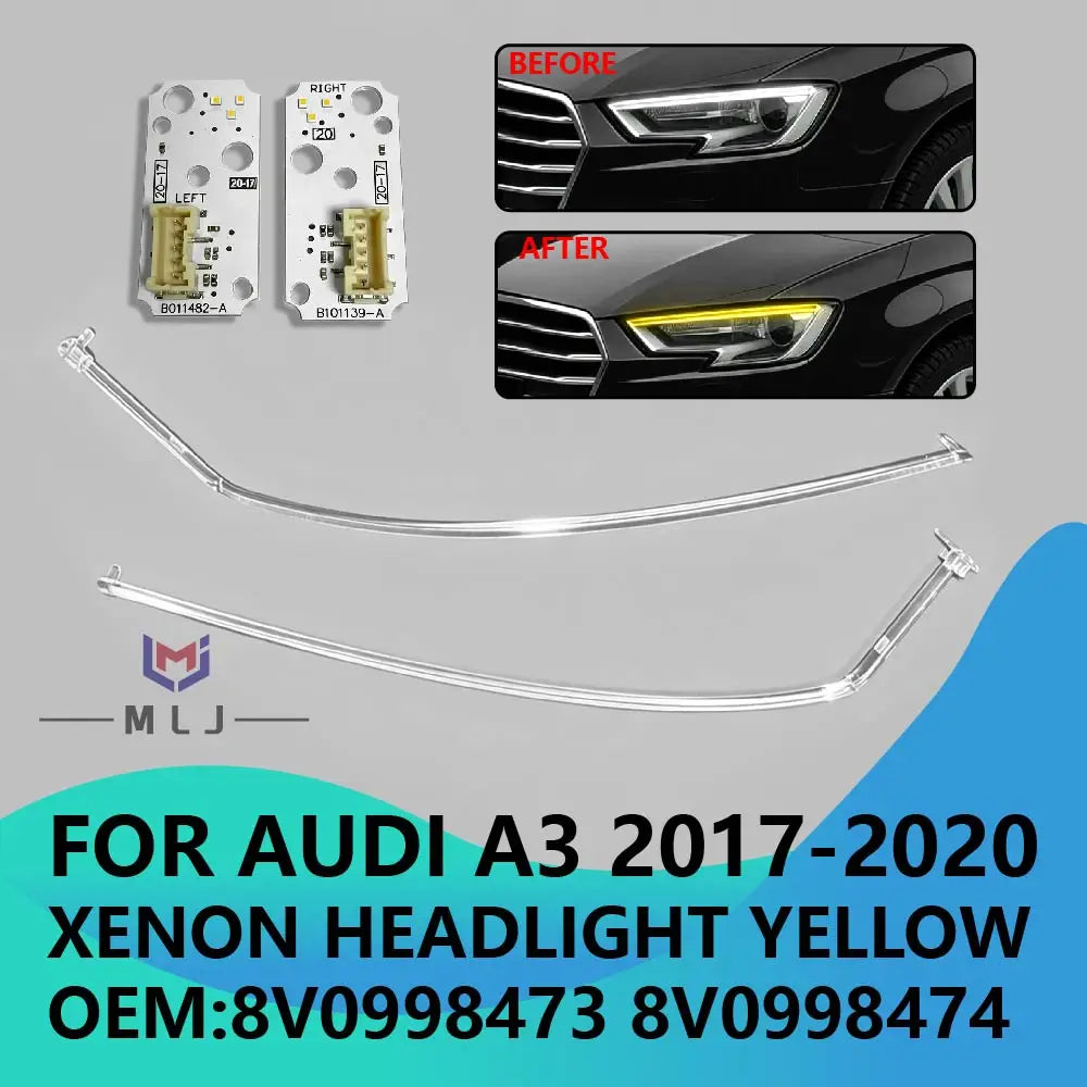 Headlight Yellow LED DRL Board Light Source Chip With Light Guide Tube Replacement for Audi RS3 S3 A3