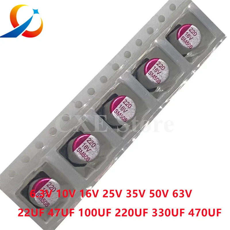 10PCS SMD Solid Capacitors 6.3V 10V 16V 25V 35V 50V 63V 10UF