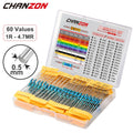 60 Values 1/4W 1% Metal Film Resistors Kit 300Pcs 1 ohm - 4.