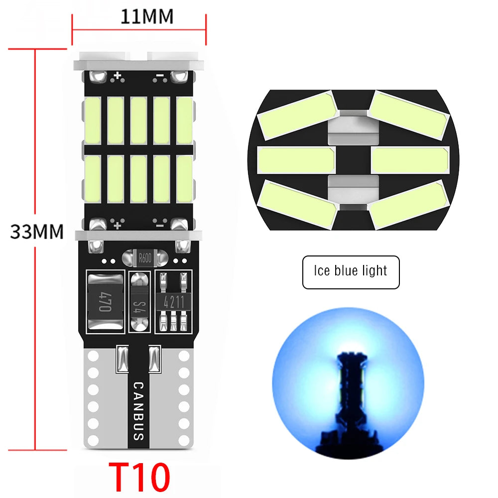 2/10pcs T10 W5W T15 W16W Car Led Lights Canbus No Error 4014SMD For Car Accessories Interior Lamps Tail Reverse Lights White 12V