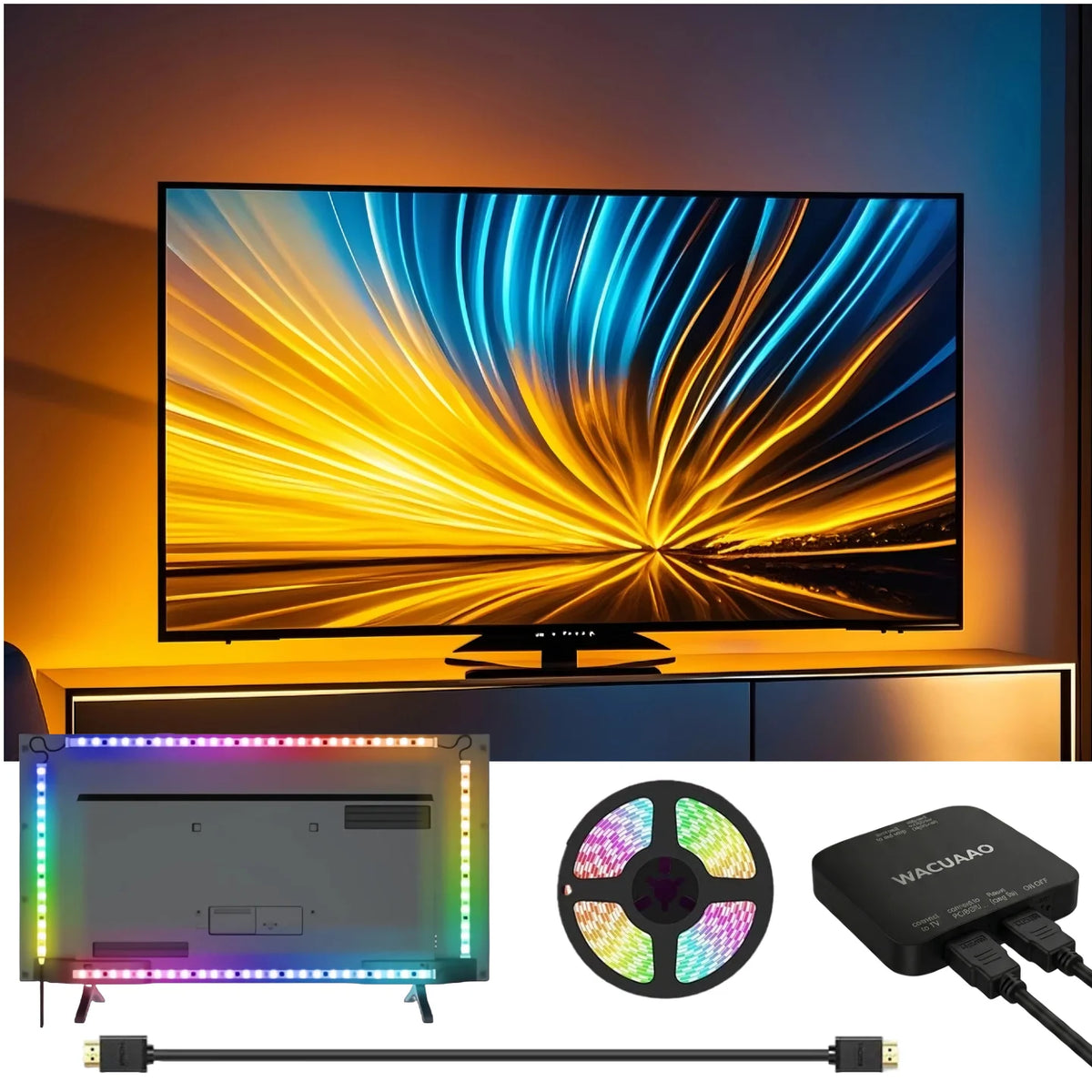 WACUAAO LED HDMI Sync TV Backlight for PS5/Apple TV/Fire Sti
