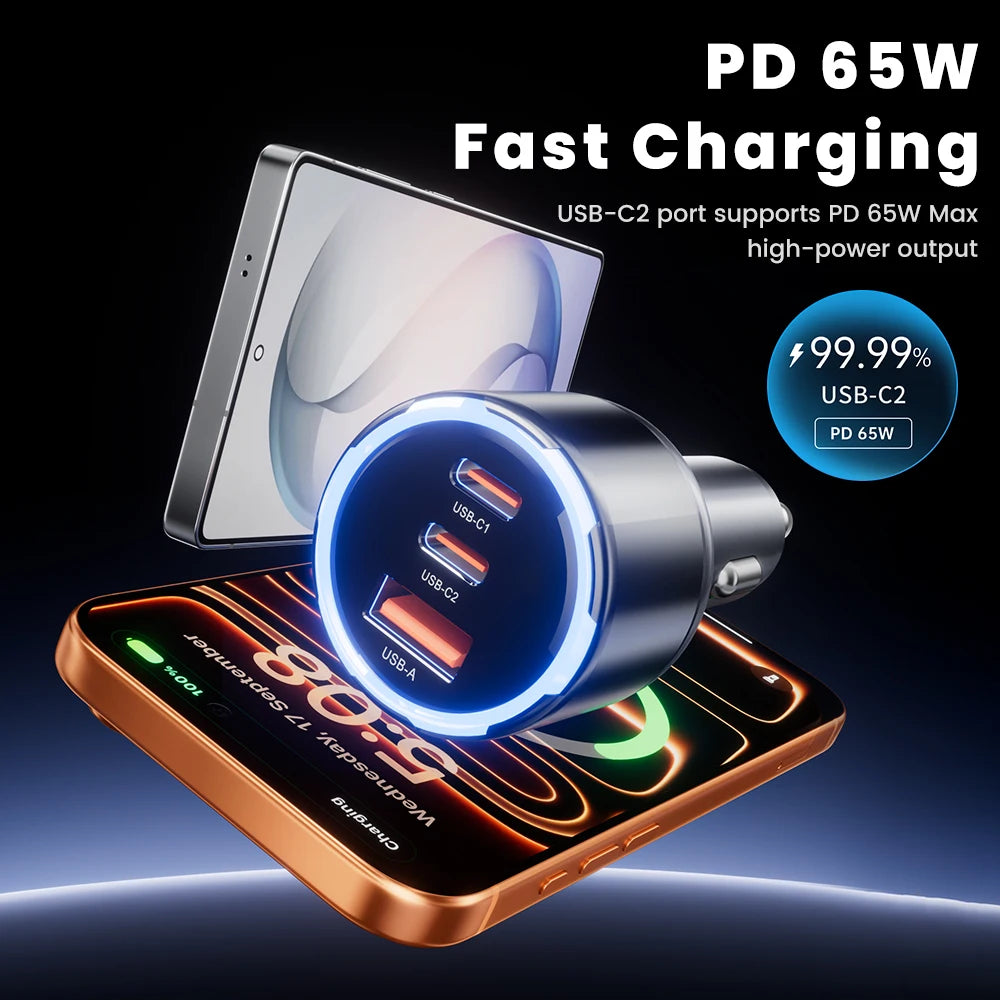 Toocki 150W Car Charger PD 65W PPS SFC2.0 45W for iPhone 17 