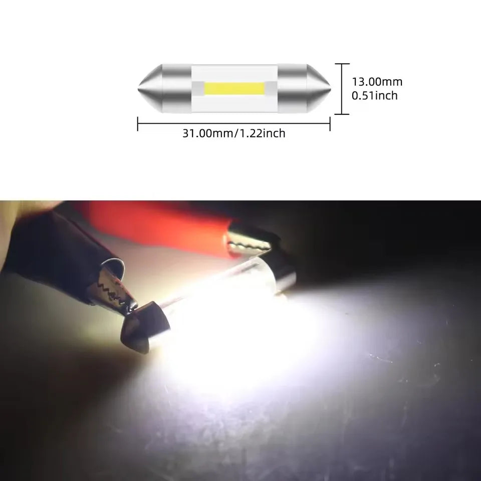 2PCS Interior Car Light Festoon 31mm 36mm 39mm 41mm C10W C5W LED White Lamps Auto Lights SMD Interior Lighting Bulbs COB Led 12V