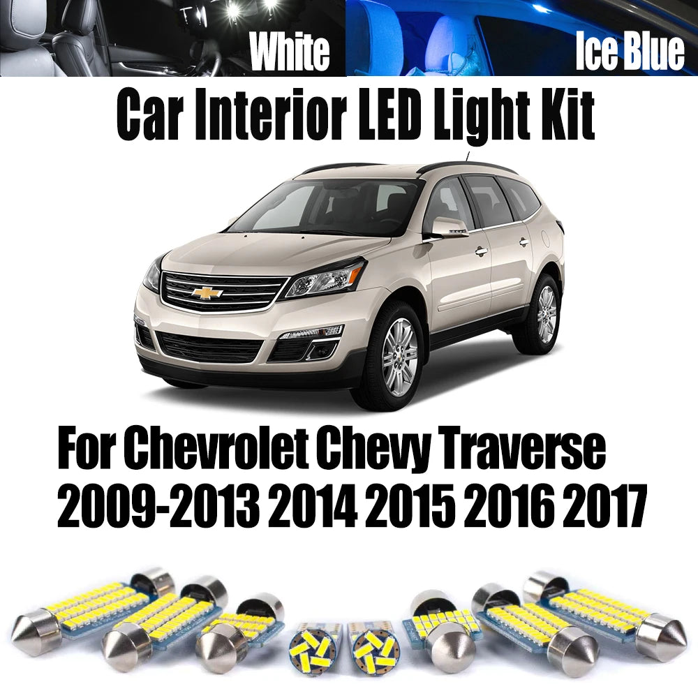 13-Piece LED Interior Light Kit for Chevrolet 2009-2014 - Canbus Error-Free Interior Bulbs